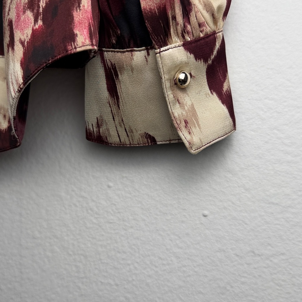 Rafaella Burgundy and Cream Patterned Long sleeve Blouse - Picture 6 of 11